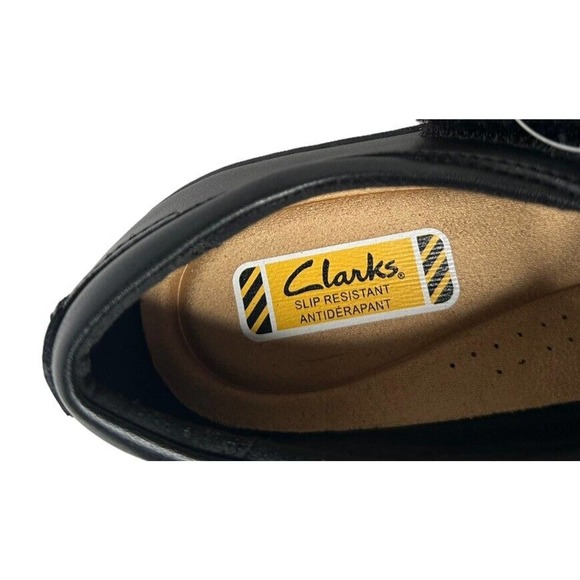 NEW Clarks Womens 8 Talene Ave Black Leather Non Slip Mary Jane Shoes 26174443 - Picture 6 of 9